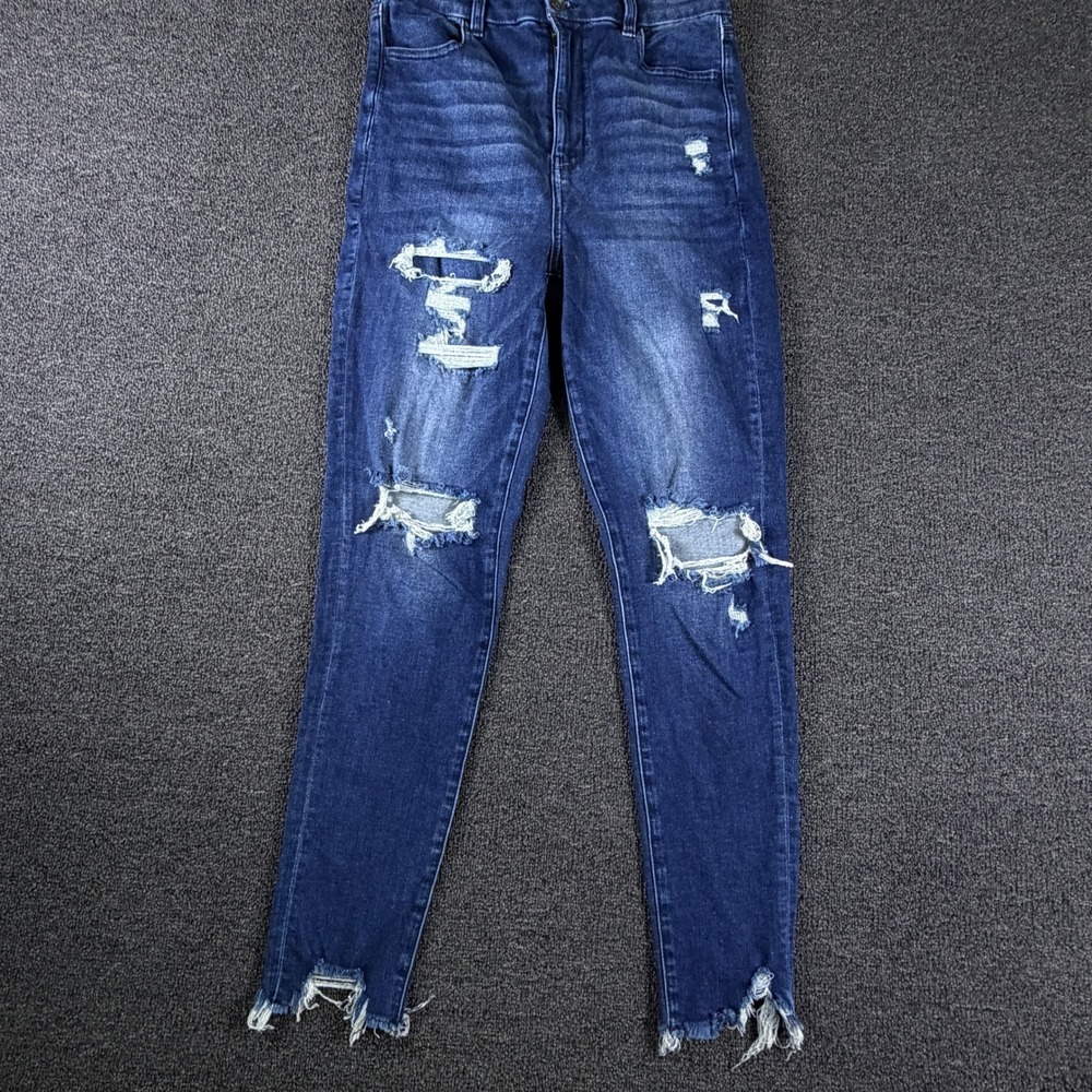American Eagle Jeggings Womens 10 (29x28) Curvy Highest Rise Blue Distressed